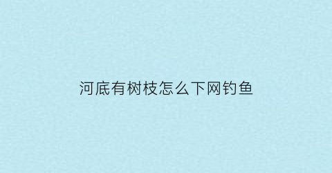 河底有树枝怎么下网钓鱼(河里有树枝怎么钓鱼)