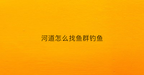 河道怎么找鱼群钓鱼(河道里钓鱼怎么找鱼窝)