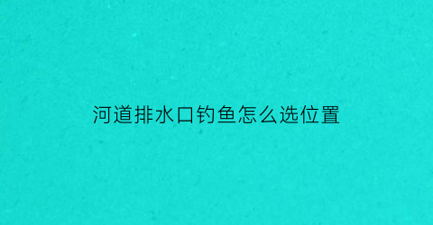 “河道排水口钓鱼怎么选位置(河道排水口钓鱼怎么选位置呢)