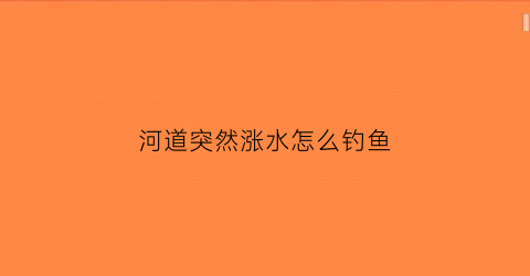 河道突然涨水怎么钓鱼(河里突然涨水了怎么钓鱼)
