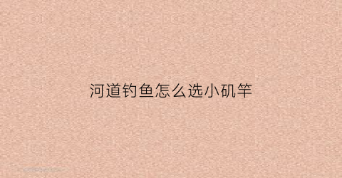 河道钓鱼怎么选小矶竿(河道钓鱼怎么选小矶竿好用)