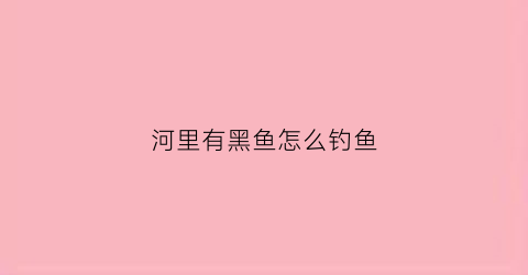 河里有黑鱼怎么钓鱼
