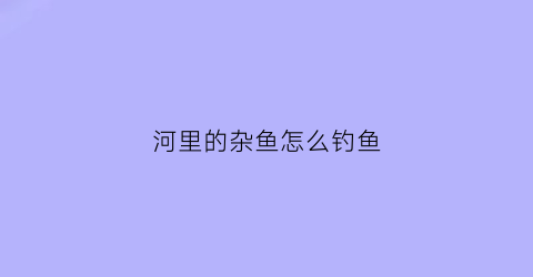 河里的杂鱼怎么钓鱼