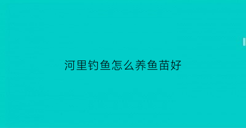 河里钓鱼怎么养鱼苗好