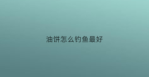 油饼怎么钓鱼最好(油饼怎么做窝料)