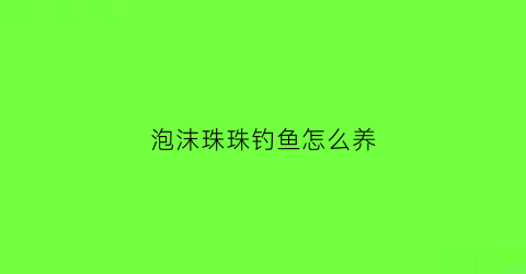 泡沫珠珠钓鱼怎么养(泡沫珠珠钓鱼怎么养殖)