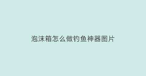 “泡沫箱怎么做钓鱼神器图片(泡沫箱怎么做钓鱼神器图片大全)