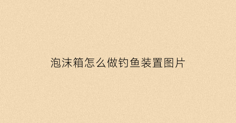 泡沫箱怎么做钓鱼装置图片(泡沫箱手工制作大全图片欣赏)