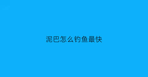 泥巴怎么钓鱼最快(泥鱼用什么东西钓)