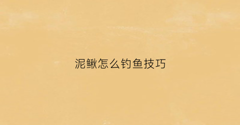 泥鳅怎么钓鱼技巧(泥鳅怎么钓鱼技巧和方法)
