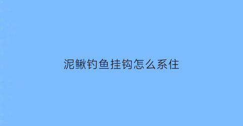 泥鳅钓鱼挂钩怎么系住