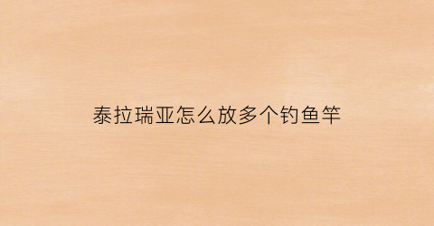 泰拉瑞亚怎么放多个钓鱼竿