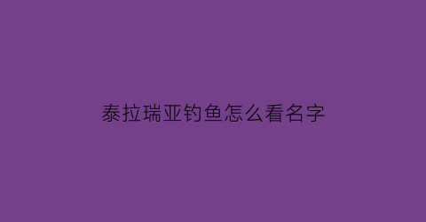 泰拉瑞亚钓鱼怎么看名字(泰拉瑞亚钓鱼人品怎么耗尽)