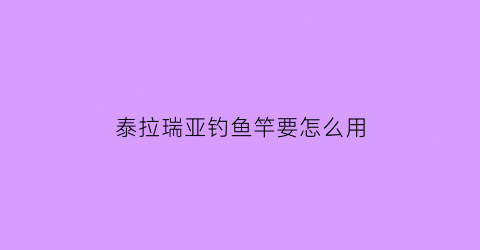 泰拉瑞亚钓鱼竿要怎么用