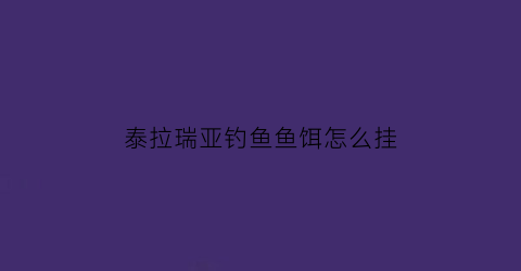 “泰拉瑞亚钓鱼鱼饵怎么挂(泰拉瑞亚钓鱼怎么用)