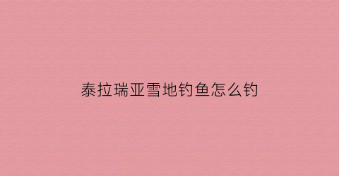 泰拉瑞亚雪地钓鱼怎么钓(泰拉瑞亚雪地钓鱼钓不到)