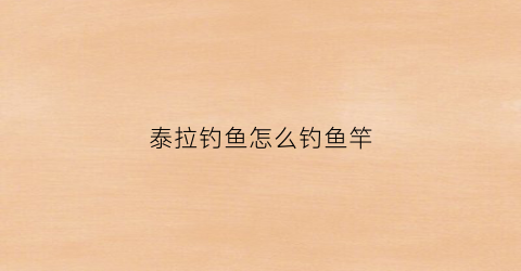 泰拉钓鱼怎么钓鱼竿(泰拉钓鱼怎么钓鱼竿)