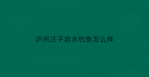 泸州汪子岩水钓鱼怎么样