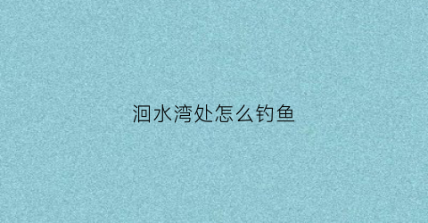 洄水湾处怎么钓鱼(洄水湾钓哪个位置)