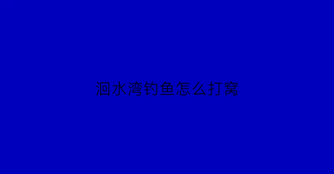 洄水湾钓鱼怎么打窝(洄水湾是什么意思)