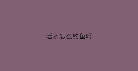 活水怎么钓鱼呀(活水怎么钓鱼呀视频)