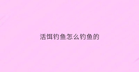 活饵钓鱼怎么钓鱼的