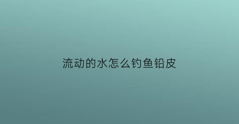 流动的水怎么钓鱼铅皮(流动水怎样钓鱼视频讲解)