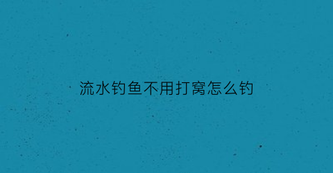 “流水钓鱼不用打窝怎么钓(流水钓鱼不用打窝怎么钓的)