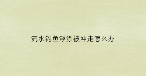 流水钓鱼浮漂被冲走怎么办(流水钓组鱼漂常被压入水中)