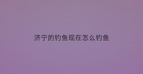 济宁的钓鱼现在怎么钓鱼(济宁野钓)