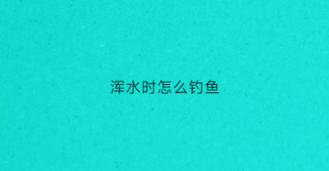 浑水时怎么钓鱼(浑水怎么钓鱼效果好)