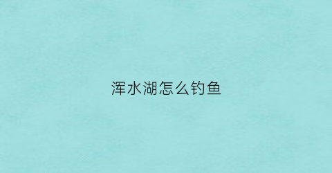 浑水湖怎么钓鱼(浑水里面怎么钓鱼)