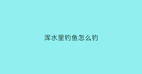 浑水里钓鱼怎么钓(浑水钓鱼怎么钓野生鲤鱼)