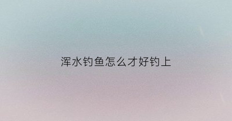 浑水钓鱼怎么才好钓上(浑水钓鱼怎么才好钓上去)