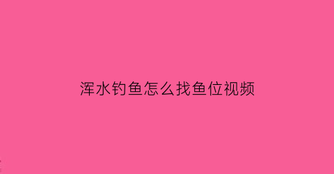 浑水钓鱼怎么找鱼位视频(浑水钓鱼怎么找鱼位视频教程)