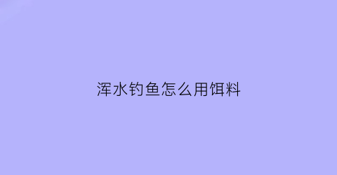 浑水钓鱼怎么用饵料(浑水钓鱼怎么用饵料钓鱼)