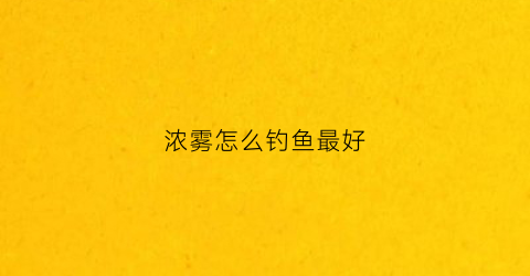浓雾怎么钓鱼最好(浓雾什么)