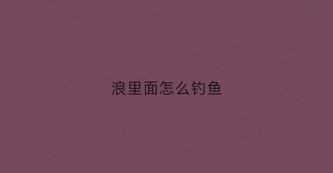 浪里面怎么钓鱼(浪大如何钓鱼)