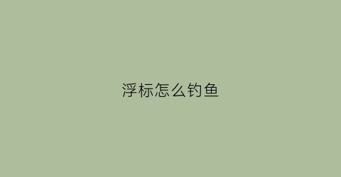 浮标怎么钓鱼(浮标怎样动是鱼上钩了)