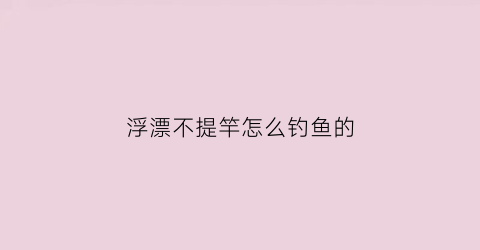 浮漂不提竿怎么钓鱼的(浮漂不浮)