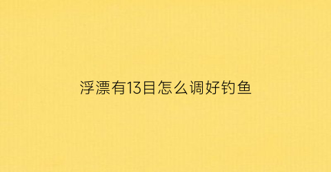 浮漂有13目怎么调好钓鱼(13目漂调几目最好)
