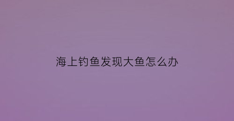 海上钓鱼发现大鱼怎么办(海上钓鱼危险吗)