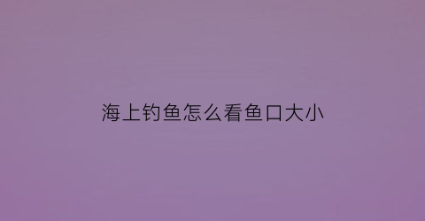 海上钓鱼怎么看鱼口大小(海里钓鱼怎么看鱼路)