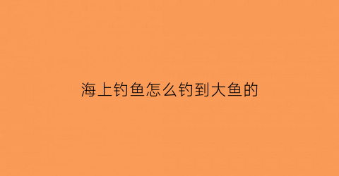 海上钓鱼怎么钓到大鱼的(海上钓大鱼视频全过程)