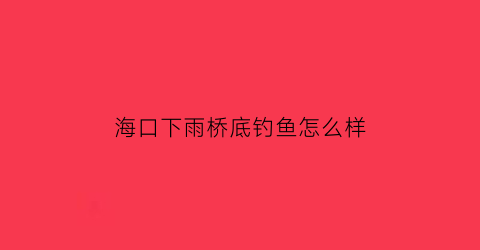 “海口下雨桥底钓鱼怎么样(海口下大雨)