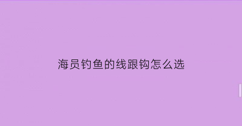 海员钓鱼的线跟钩怎么选(海员打鱼怎么样)