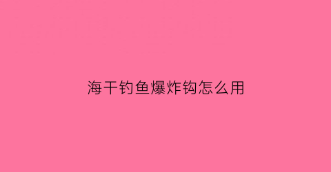 海干钓鱼爆炸钩怎么用(海干钓鱼爆炸钩怎么用图解)