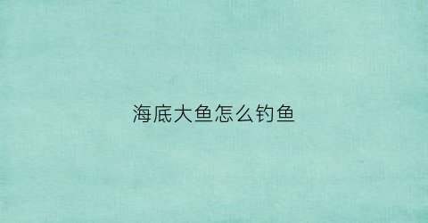 海底大鱼怎么钓鱼