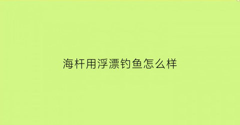 海杆用浮漂钓鱼怎么样(海杆用漂好还是不用漂好)