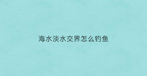 “海水淡水交界怎么钓鱼(海水淡水交界怎么钓鱼视频)